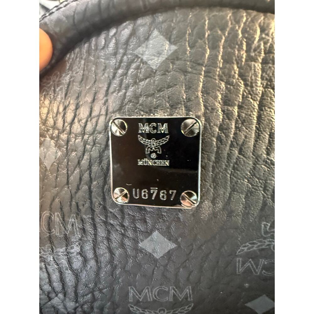 MCM Black Visetos Stark Small Backpack Silver Studded Luxury Bag - Picture 15 of 16